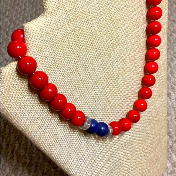 Necklace In Red & Blue - Picture 3 of 4